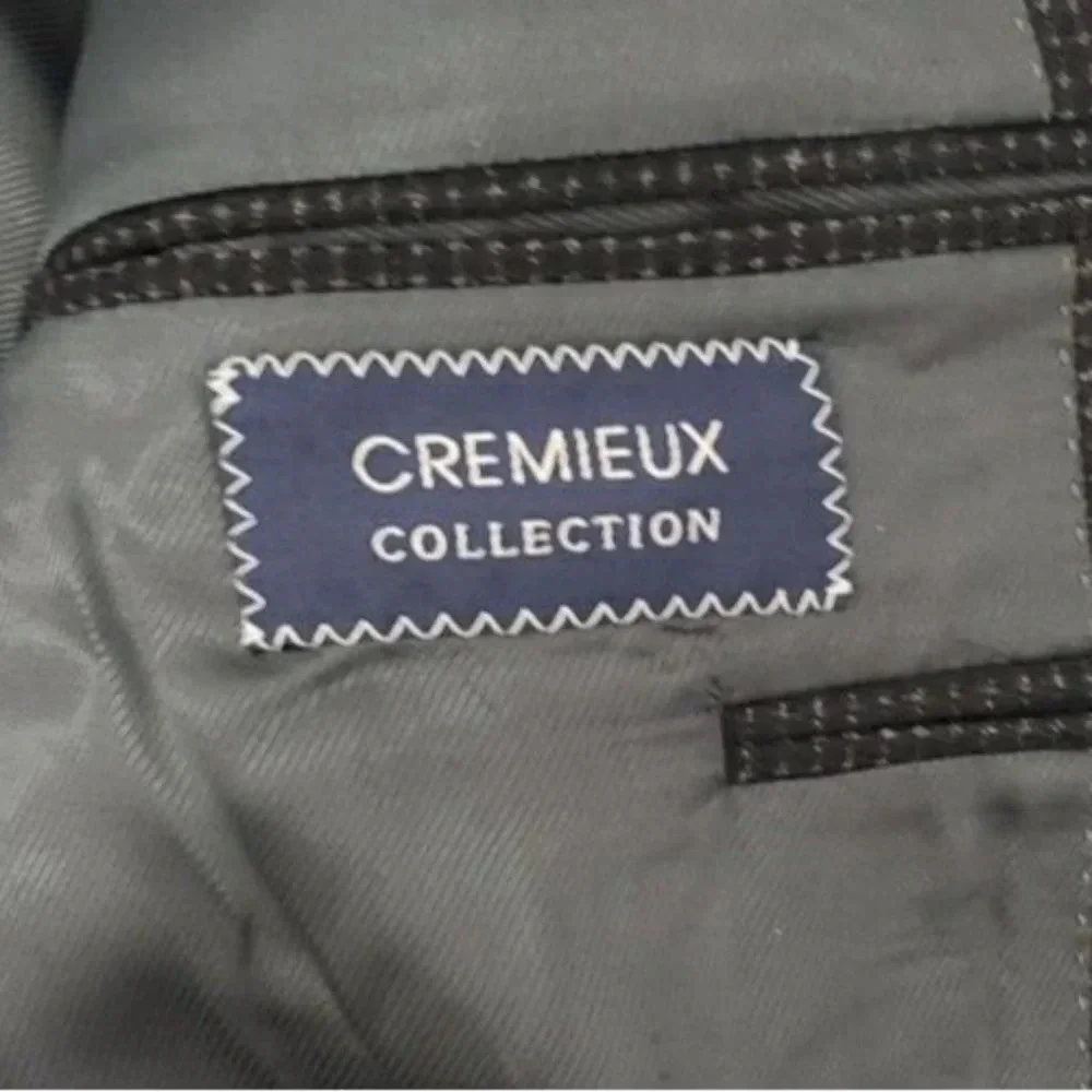 Daniel Cremieux Blazer Sport Coat Suit Jacket Loro Piana 43R Black Gray Dot